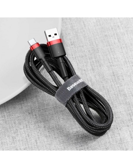 Baseus Cafule Cable durable nylon cord USB / USB-C QC3.0 2A 2M black-red (CATKLF-C91)