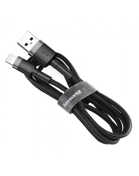 Baseus Cafule Cable durable nylon cord USB / Lightning QC3.0 2.4A 0.5M black-gray (CALKLF-AG1)
