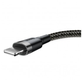 Baseus Cafule Cable durable nylon cord USB / Lightning QC3.0 2.4A 0.5M black-gray (CALKLF-AG1)