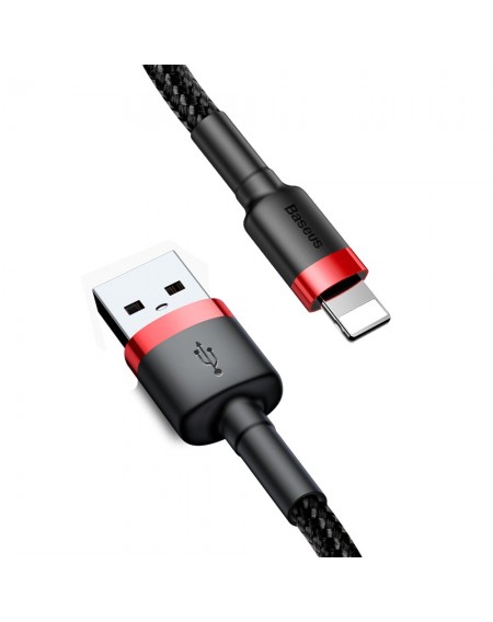 Baseus Cafule Cable durable nylon cord USB / Lightning QC3.0 2.4A 0.5M black-red (CALKLF-A19)