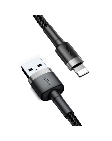 Baseus Cafule Cable durable nylon cord USB / Lightning QC3.0 2.4A 1M black-gray (CALKLF-BG1)