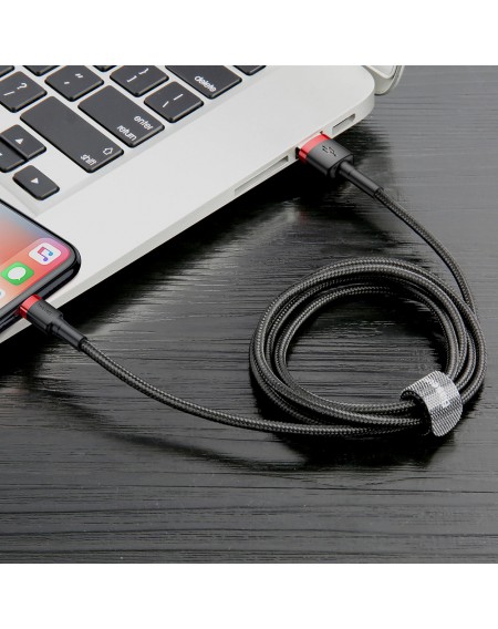 Baseus Cafule Cable durable nylon cord USB / Lightning QC3.0 2.4A 1M black-red (CALKLF-B19)