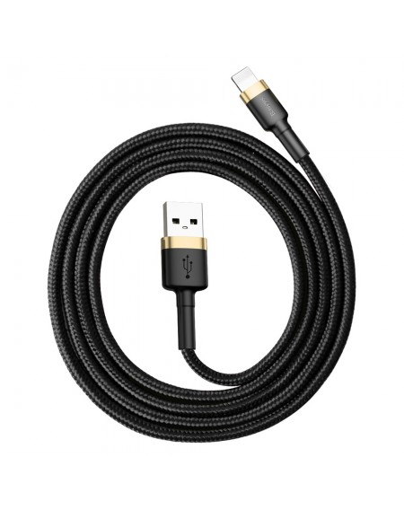 Baseus Cafule Cable Durable Nylon Cable USB / Lightning QC3.0 2.4A 1M Black-Gold (CALKLF-BV1)
