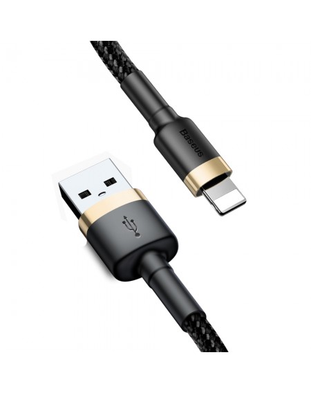 Baseus Cafule Cable Durable Nylon Braided Wire USB / Lightning QC3.0 1.5A 2M black-gold (CALKLF-CV1)