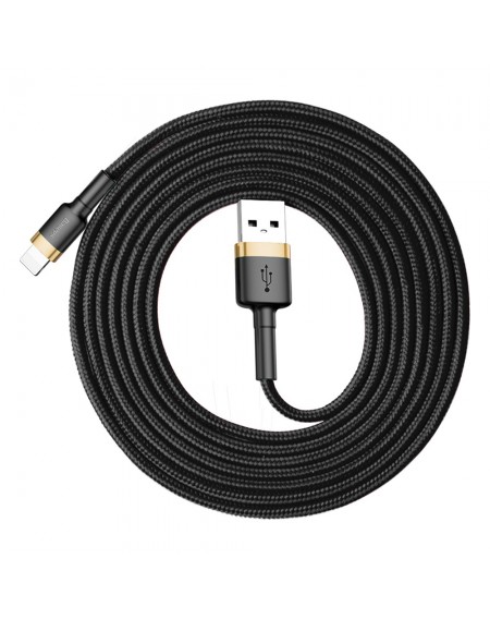 Baseus Cafule Cable Durable Nylon Braided Wire USB / Lightning QC3.0 1.5A 2M black-gold (CALKLF-CV1)