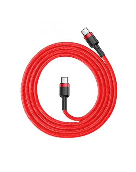 Baseus Cafule Cable Durable Nylon Cord USB-C PD / USB-C PD PD2.0 60W 20V 3A QC3.0 1M Red (CATKLF-G09)