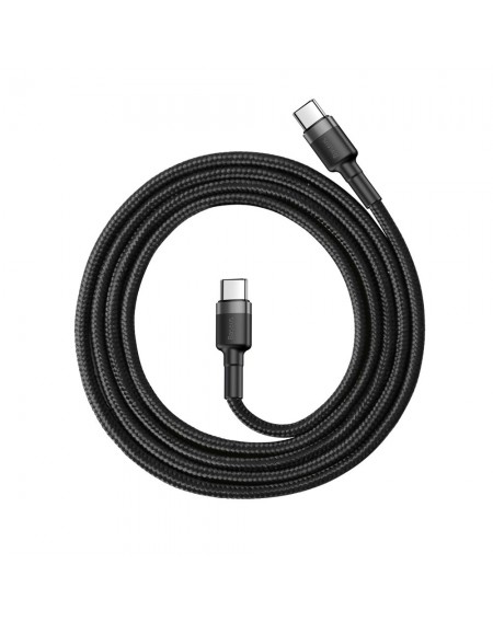 Baseus Cafule Cable Durable Nylon Cord USB-C PD / USB-C PD PD2.0 60W 20V 3A QC3.0 1M Black-Gray (CATKLF-GG1)