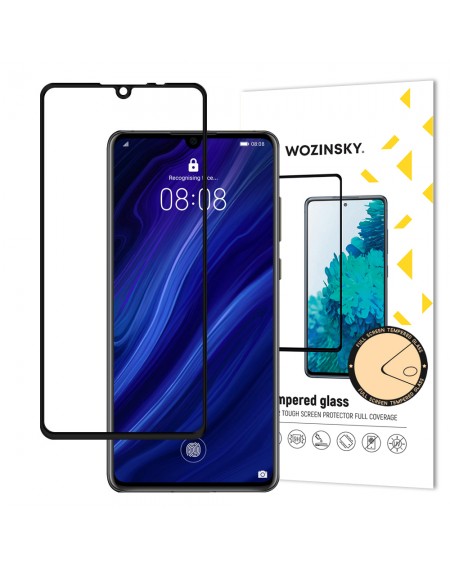 Wozinsky Tempered Glass Full Glue Super Tough Screen Protector Full Coveraged with Frame Case Friendly for Huawei P30 black