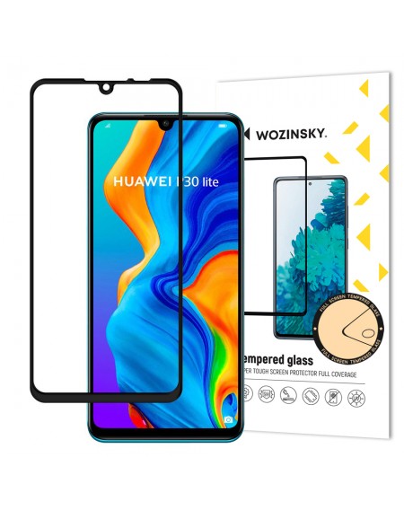 Wozinsky Tempered Glass Full Glue Super Tough Screen Protector Full Coveraged with Frame Case Friendly for Huawei P30 Lite black