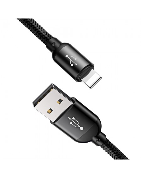 Baseus Three Primary Colors 3in1 USB cable - micro USB / Lightning / USB-C nylon braided 3.5A 1.2M black (CAMLT-BSY01)