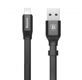 Baseus Nimble Flat Portable USB / Lightning Cable with Buckle 2A 0,23M black (CALMBJ-B01)
