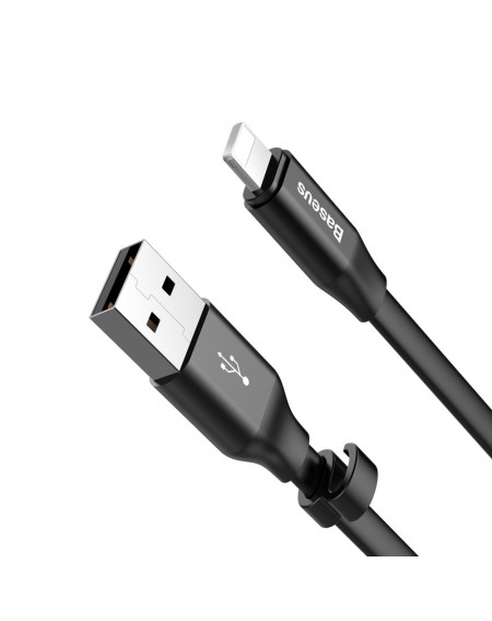 Baseus Nimble Flat Portable USB / Lightning Cable with Buckle 2A 0,23M black (CALMBJ-B01)