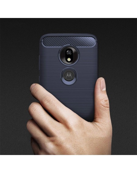 Carbon Case Flexible Cover TPU Case for Motorola Moto G7 Play blue