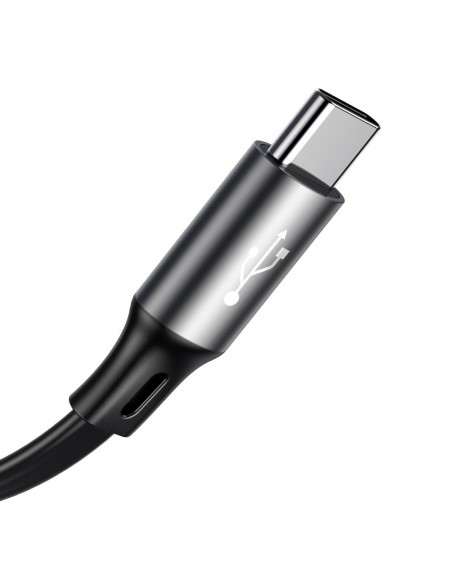 Baseus Fabric Retractable USB - micro USB / Lightning / USB-C Cable with 3.5A 1,2M grey (CAMLT-BYG1)