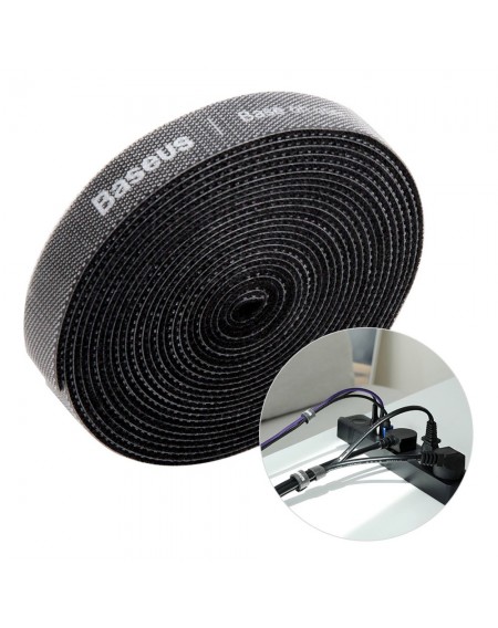Baseus Rainbow Circle hook and loop Straps - Velcro tape Velcro cable organizer 3m black (ACMGT-F01)