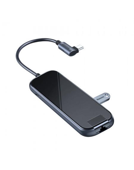 Baseus adapter HUB USB Type C to 3x USB 3.0 / HDMI 4K / RJ45 / USB Type C PD adapter for MacBook / PC gray (CAHUB-DZ0G)