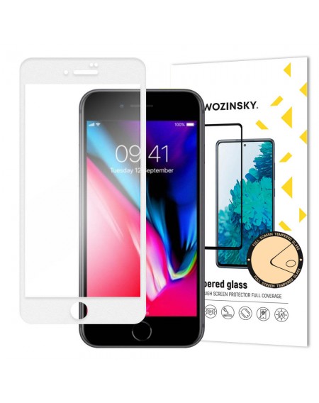Wozinsky Tempered Glass Full Glue Super Tough Screen Protector Full Coveraged with Frame Case Friendly for iPhone SE 2022 / SE 2020 / iPhone 8 / iPhone 7 white