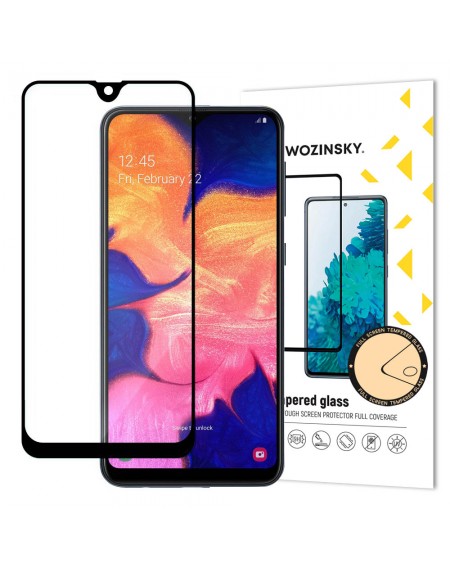 Wozinsky Tempered Glass Full Glue Super Tough Screen Protector Full Coveraged with Frame Case Friendly for Samsung Galaxy A10 black