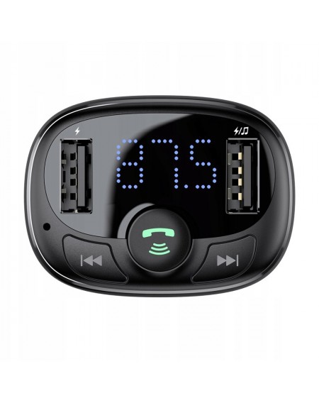 Baseus T-Typed Bluetooth FM Transmitter MP3 car charger 2x USB TF microSD 3.4A black (CCTM-01)