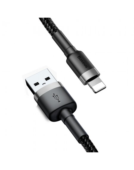 Baseus Cafule Cable Durable Nylon Braided Wire USB / Lightning QC3.0 2A 3M black-gray (CALKLF-RG1)