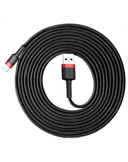 Baseus Cafule Cable durable nylon cord USB / Lightning QC3.0 2A 3M black-red (CALKLF-R91)
