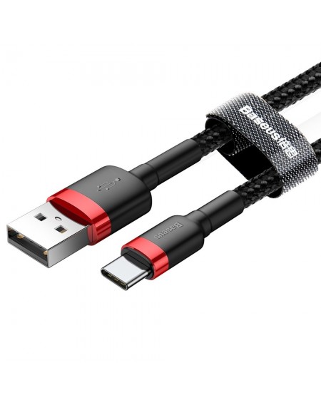 Baseus Cafule Cable Durable Nylon Braided Wire USB / USB-C QC3.0 2A 3M black-red (CATKLF-U91)