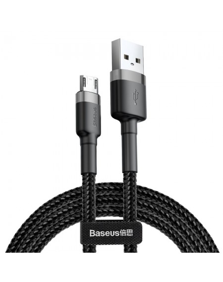 Baseus Cafule Cable Durable Nylon Braided Wire USB / micro USB 2A 3M black-gray (CAMKLF-HG1)