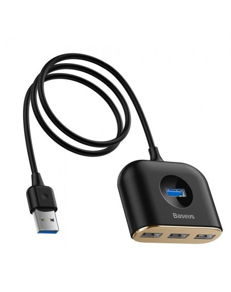 Baseus Square round 4 in 1 USB HUB Adapter (USB3.0 TO USB3.0 * 1 + USB2.0 * 3) 1m Black (CAHUB-AY01)