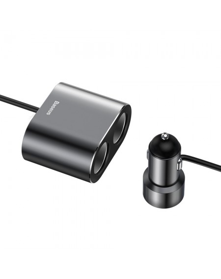 Baseus car charger splitter 2x USB 3.1A 17W + 2x cigarette lighter socket 80W black (CRDYQ-01)