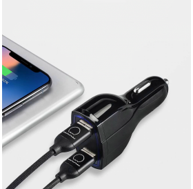 Wozinsky car charger USB x2 and USB C black (WCC-01)