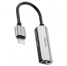 [RETURNED ITEM] Baseus 3-in-1 iP Male to Dual iP & 3.5mm Female Adapter L52 silver (CALL52-S1)