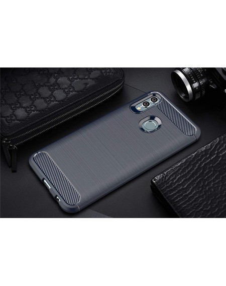 Carbon Case Flexible Cover TPU Case for Huawei P Smart Plus 2019 / Honor 10 Lite blue