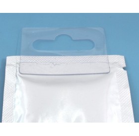 Self-adhesive hanger for products made from transparent PCV film, eurohanger, euro hole 34mm x 47mm - set of 1000 pcs.