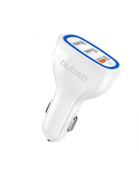 Dudao Car Charger Quick Charge Quick Charge 3.0 QC3.0 2.4A 18W 3x USB white (R7S white)