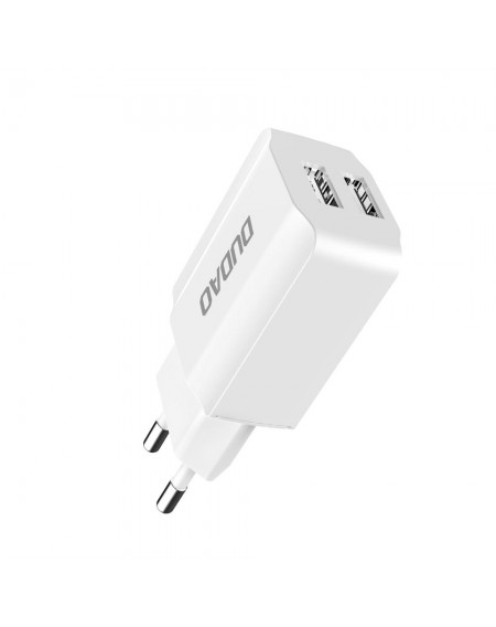Dudao EU wall charger 2x USB 5V / 2.4A + USB Type C cable white (A2EU + Type-c white)
