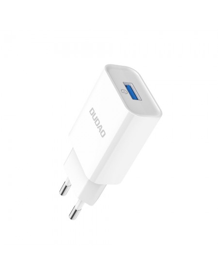 Dudao charger EU USB 5V / 2.4A QC3.0 Quick Charge 3.0 + cable micro USB cord white (A3EU + Micro white)