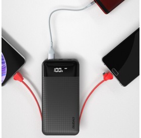 Dudao 2x USB powerbank 10000mAh 2A built-in cable 3in1 Lightning / USB Type C / micro USB 3A black (K1A black)