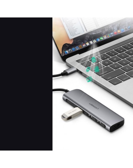 Ugreen multifunctional HUB USB Type C 3.0 Power Delivery 3x USB 3.0 / HDMI gray (50209)