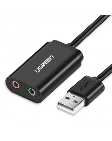 Ugreen external sound card music adapter USB - 3.5 mm mini jack 15cm black (30724)