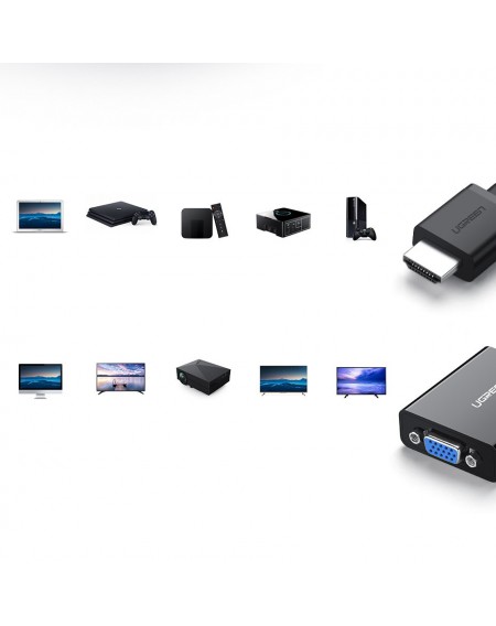 Ugreen adapter HDMI - VGA micro USB / audio 3.5 mm mini jack black (40248)