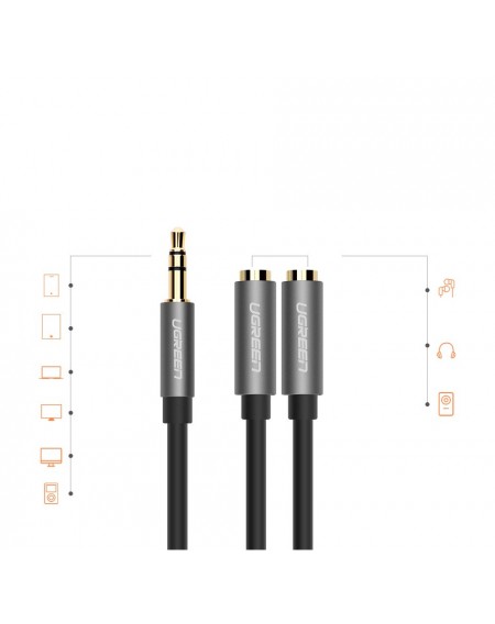 Ugreen cable 3.5 mm headphone splitter mini jack AUX 20cm (2 x audio output) silver (10532)