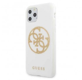 Guess GUHCN58TPUWHGLG iPhone 11 Pro biały/white hard case Glitter 4G Circle Logo