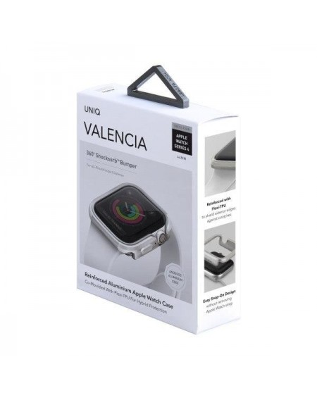 UNIQ etui Valencia Apple Watch Series 4/5/6/SE 44mm. srebrny/titanium silver