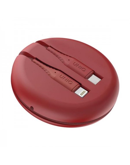 UNIQ kabel MFI Halo USB-C-Lightning 18W nylonowy zwijany 1,2m czerwony/carmine red
