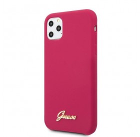 Guess GUHCN65LSLMGRE iPhone 11 Pro Max czerwony/burgundy hard case Silicone Vintage Gold Logo