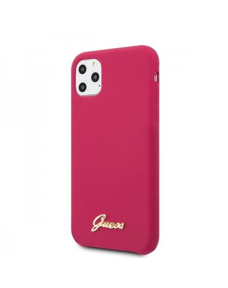 Guess GUHCN65LSLMGRE iPhone 11 Pro Max czerwony/burgundy hard case Silicone Vintage Gold Logo