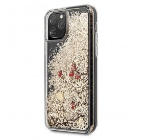 Guess GUHCN65GLHREGO iPhone 11 Pro Max gold/złoty hard case Liquid Glitter Hearts