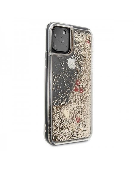 Guess GUHCN65GLHREGO iPhone 11 Pro Max gold/złoty hard case Liquid Glitter Hearts