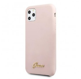 Guess GUHCN58LSLMGLP iPhone 11 Pro jasnoróżowy/light pink hard case Silicone Vintage Gold Logo