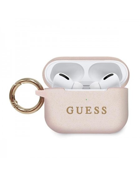 Guess GUACAPSILGLLP AirPods Pro cover jasnoróżowy/pink Silicone Glitter